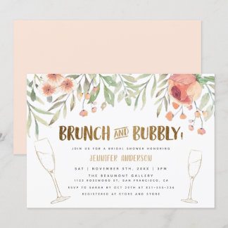 Brunch & Bubbly Champagne & Gold Brautparty Einladung