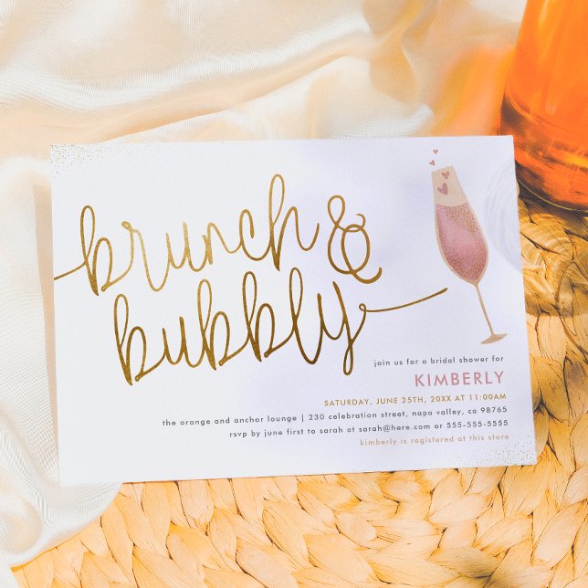 Brunch & Bubbly Champagner-Brautparty Einladung (Von Creator hochgeladen)