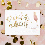 Brunch & Bubbly Champagner-Brautparty Einladung<br><div class="desc">Moderne Brautduscheinladungen mit goldgelber, handgeschriebener Kalligraphie und einer Aquarellbild eines Champagnerglases mit rosa Champagner, herzförmigen und goldenen Blasen. Auf der Rückseite sind Aquarellherzen und Verlobung Ringe. Passen Sie Ihre Party-Details in der modernen Typografie an, die ganz unten rechts ausgerichtet ist. Klicken Sie auf "Personalisieren", um zu beginnen. Wenn Sie Fragen...</div>