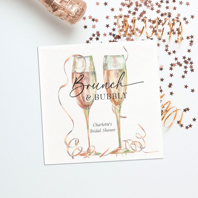Brunch & Bubbly Champagner Brautparty Serviette (Von Creator hochgeladen)