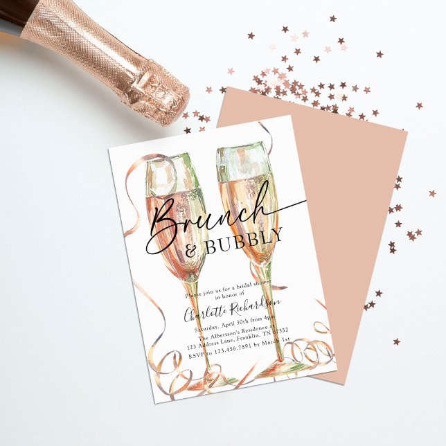 Brunch & Bubbly Champagner Bridal Dusche Einladung (Von Creator hochgeladen)