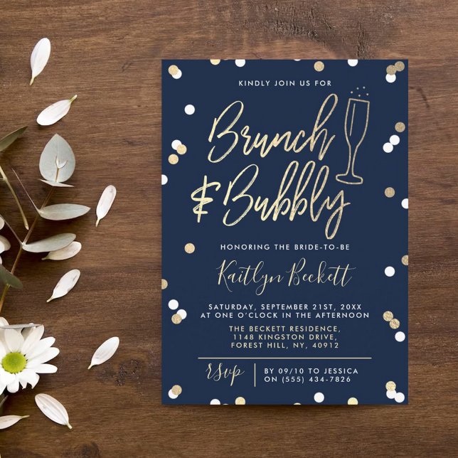 Brunch & Bubbly Confetti Brautparty Einladung (Von Creator hochgeladen)