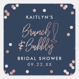 Brunch & Bubbly Confetti Brautparty Quadratischer Aufkleber