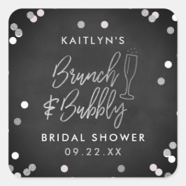 Brunch & Bubbly Confetti Brautparty Quadratischer Aufkleber