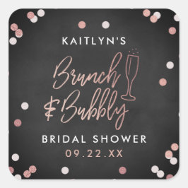 Brunch & Bubbly Confetti Brautparty Quadratischer Aufkleber