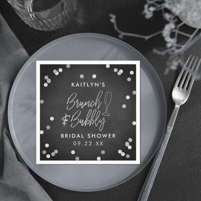 Brunch & Bubbly Confetti Brautparty Serviette (Von Creator hochgeladen)