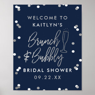 Brunch & Bubbly Confetti Brautparty Willkommen Poster