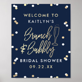 Brunch & Bubbly Confetti Brautparty Willkommen Poster