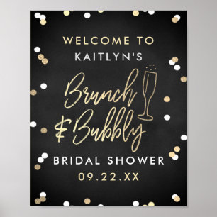 Brunch & Bubbly Confetti Brautparty Willkommen Poster