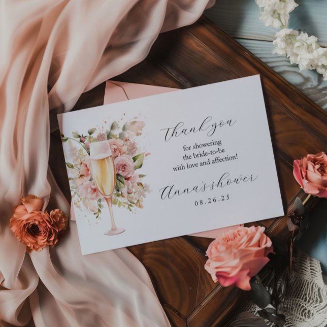 Brunch & Bubbly Dankeschön Card | Aquarellblume Dankeskarte (Von Creator hochgeladen)