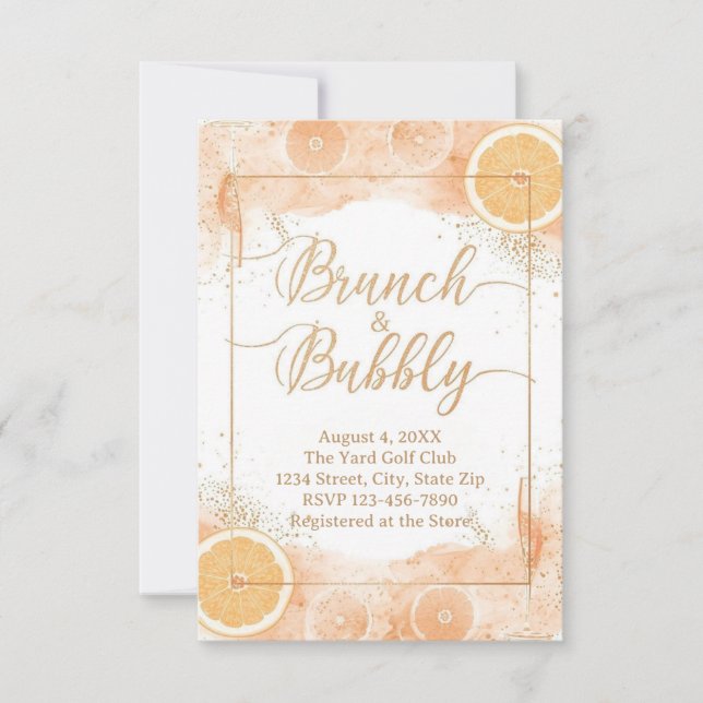 Brunch & Bubbly Details Card – Peach Watercolor Dankeskarte (Vorderseite)