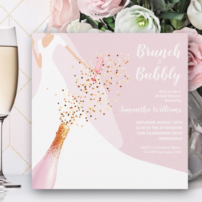 Brunch Bubbly Dress Pink Bridal Dusche Einladungen (Von Creator hochgeladen)