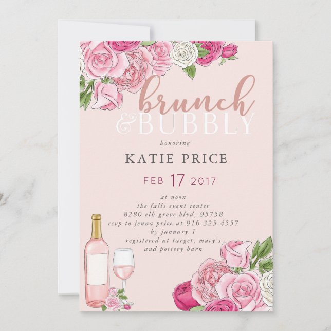 Brunch & Bubbly Einladung (Vorderseite)