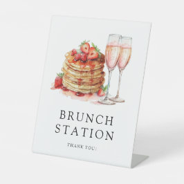 Brunch & Bubbly Elegantes Pancake Pink Brautparty Sockelschild
