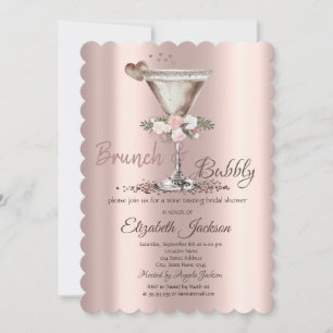 Brunch & Bubbly floral Martini-Brautparty Einladung