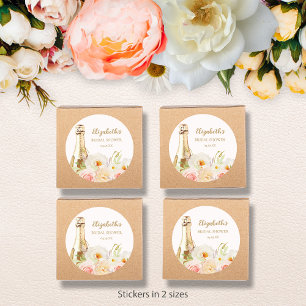 Brunch & Bubbly Florales Brautbad Runder Aufkleber