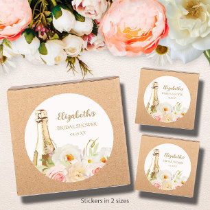 Brunch & Bubbly Florales Brautbad Runder Aufkleber