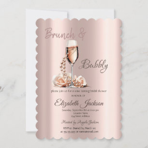 Brunch & Bubbly Glasperlen Rose Brautdusche Einladung