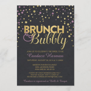 Brunch & Bubbly Glitzer Chalkboard Brautparty Einladung