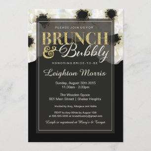 Brunch & Bubbly Gold Glitter Anemone-Party Einladung