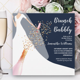 Brunch Bubbly Gown on Navy Brautparty Einladung