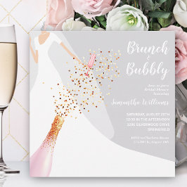 Brunch Bubbly Grau Brautparty Einladung