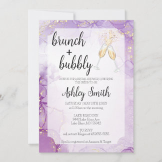Brunch & Bubbly Lila Brautparty Einladung