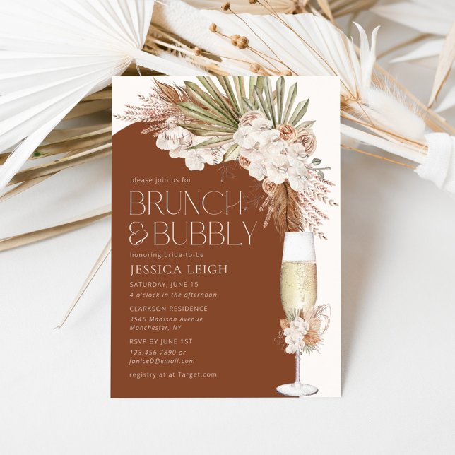 Brunch & Bubbly mit Bohemischen Floral- und Feathe Einladung (Von Creator hochgeladen)