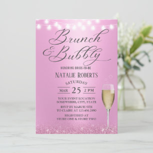 Brunch & Bubbly Modern Pink Brautparty Einladung
