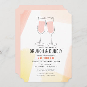 Brunch & Bubbly Peach Champagne Brautparty Einladung