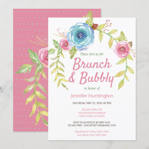 Brunch & Bubbly Pink Brautparty Einladung