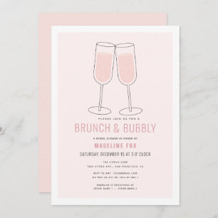 Brunch & Bubbly Pink Champagner Brautparty Einladung