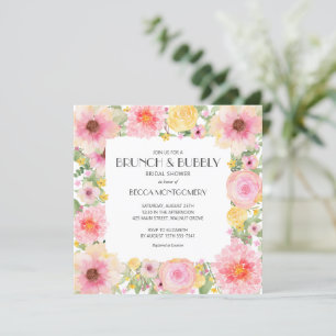 Brunch Bubbly Pink Floral Brautparty lädt ein