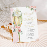 Brunch & Bubbly Pink Gold Floral Bridal Shower Einladung<br><div class="desc">This pretty design features a floral bouquet in shades of pink and a watercolor champagne glass.   Fill in your information on the template. Use the "customize it" feature to change the fonts or layout.</div>