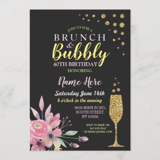 Brunch & Bubbly Pink zum Geburtstag Einladung
