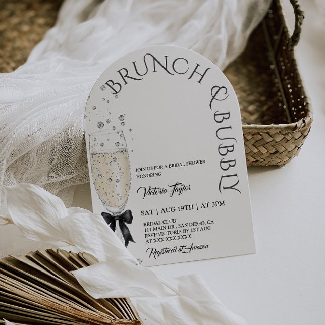 Brunch & Bubbly Prosecco Bow Brautparty Einladung (Von Creator hochgeladen)