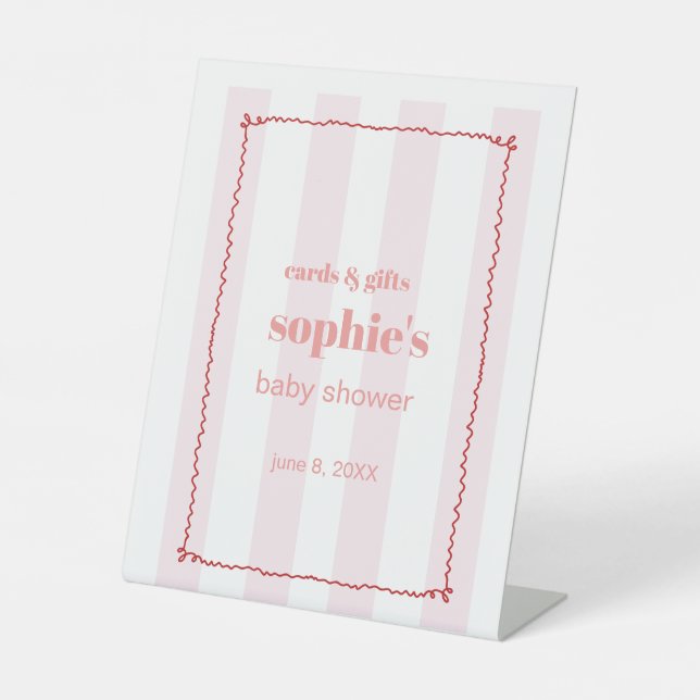 Brunch & Bubbly Red and Pink Wavy Cards & Geschenk Sockelschild (Vorderseite)