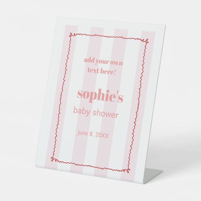 Brunch & Bubbly Red and Pink Wavy Custom Sign Sockelschild (Vorderseite)