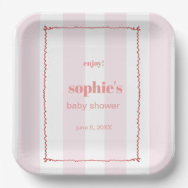 Brunch & Bubbly Red und Rosa Retro Wavy Pappteller