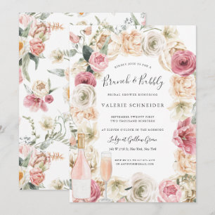 Brunch & Bubbly Rosé-Brautparty Einladung