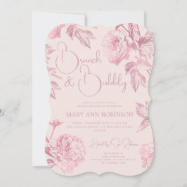 BRUNCH BUBBLY Rose Gold Blumenrot Brautparty Blush Einladung