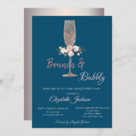 Brunch & Bubbly Rose Gold Brautparty Einladung