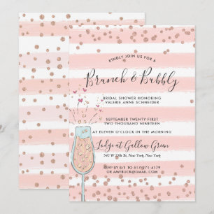 Brunch & Bubbly Rose Gold Champagner Brautparty Einladung