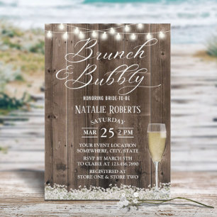 Brunch & Bubbly Rustikales Gipskraut Brautparty Einladung