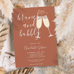 Brunch Bubbly Script Brautparty Terracotta Einladung<br><div class="desc">Die elegante Brunch- und Brautduscheinladung mit Champagnergläsern und dem prächtigen Schriftnamen personalisiert sich mit Ihren Informationen in schicken Schriften auf Terrakotta-Hintergrund. Entwickelt von Thisisnotme©</div>