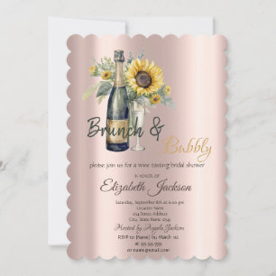 Brunch & Bubbly Sonnenblumen, Glas-Brautjungfernpa Einladung
