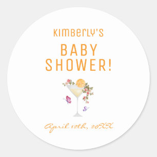 Brunch Bubbly Spring Floral Champagne Baby Dusche Runder Aufkleber