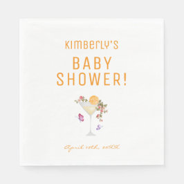 Brunch Bubbly Spring Floral Champagne Baby Dusche Serviette