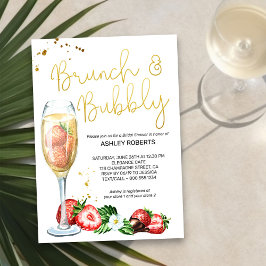 Brunch Bubbly Strawberries Champagne Brautparty Einladung