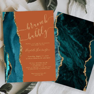 Brunch & Bubbly Türkis Achat RostBrautparty Einladung